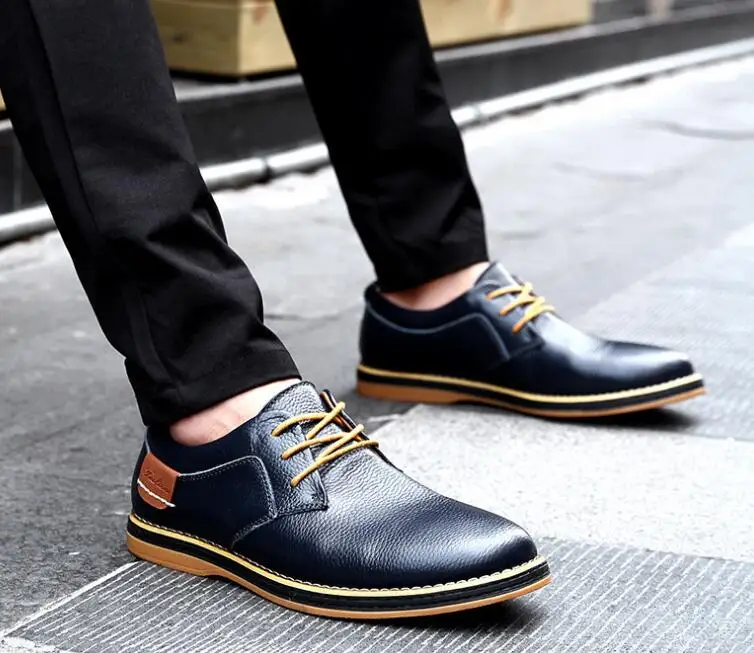 الكلاسيكية الرجال فستان جلد طبيعي أحذية كبيرة الحجم 38-46 الرجال الدانتيل متابعة أوكسفورد أحذية المتسكعون رجل الأعمال حذاء كاجوال