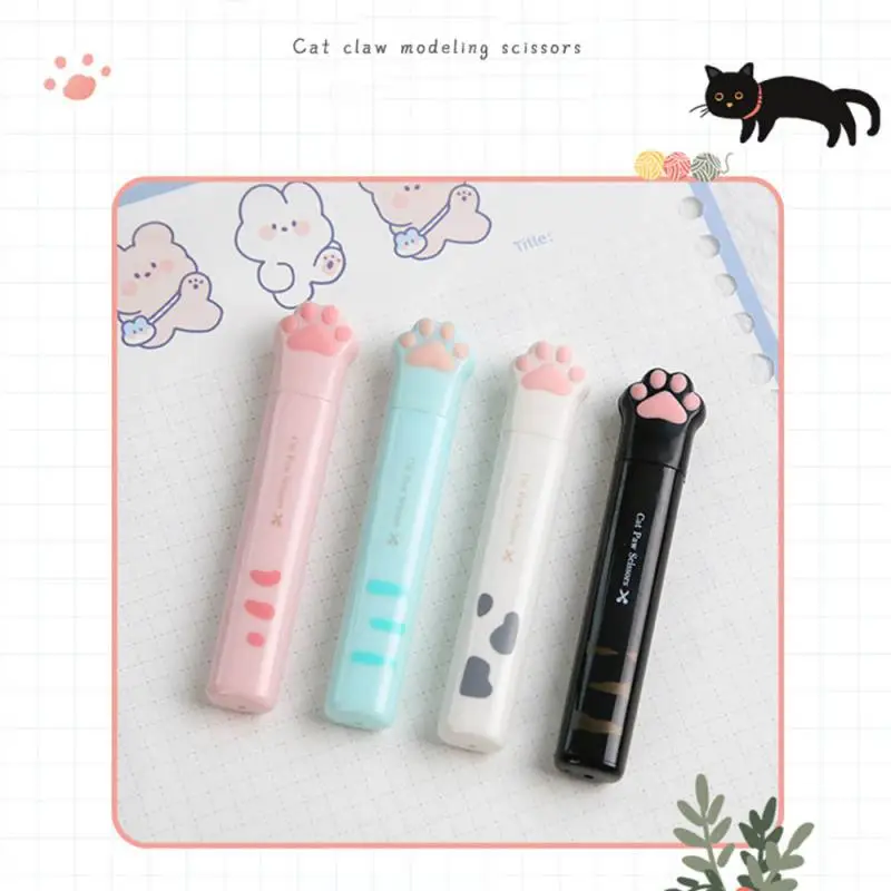 Tijeras de garra de gato Kawaii de acero inoxidable de 4 estilos, herramientas de corte de papel lindas y convenientes para niñas creativas, suministros de arte para estudiantes