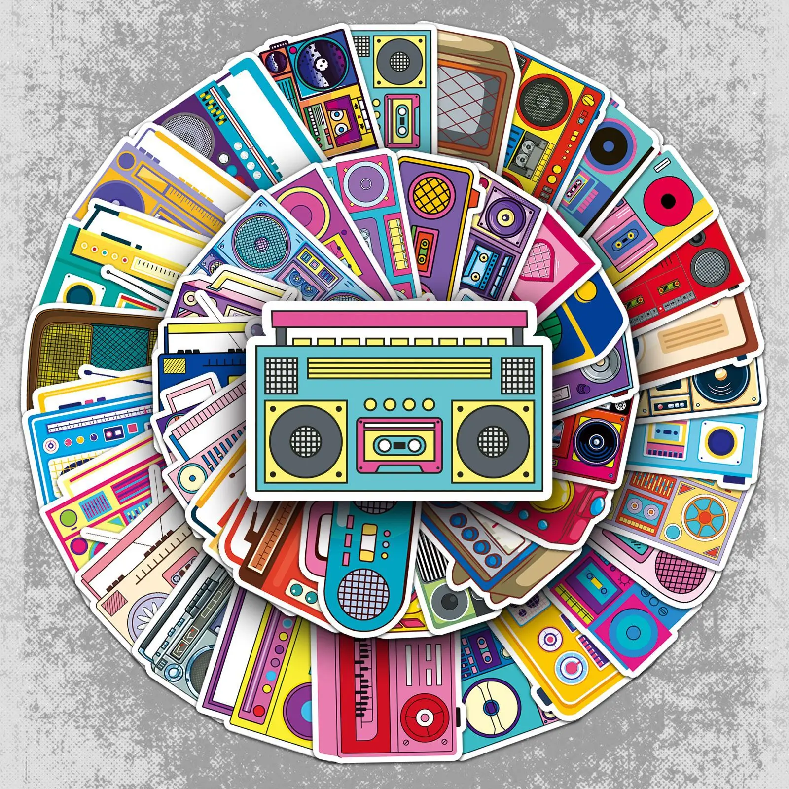

10/30/50PCS Cartoon Radio Graffiti Sticker Personalized Retro Graffiti Decorative Water Cup Phone Case Guitar Waterproof Decal
