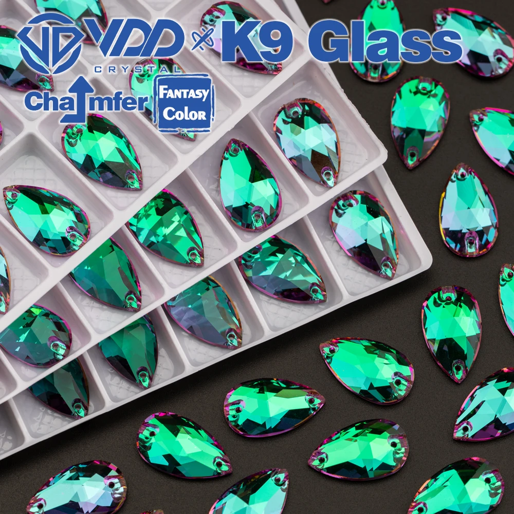 VDD Teardrop 11x18mm 24Pcs Heliotrope Color Top Quality K9 Glass Sew On Rhinestones Sewing Crystal Flatback Stones For Garment