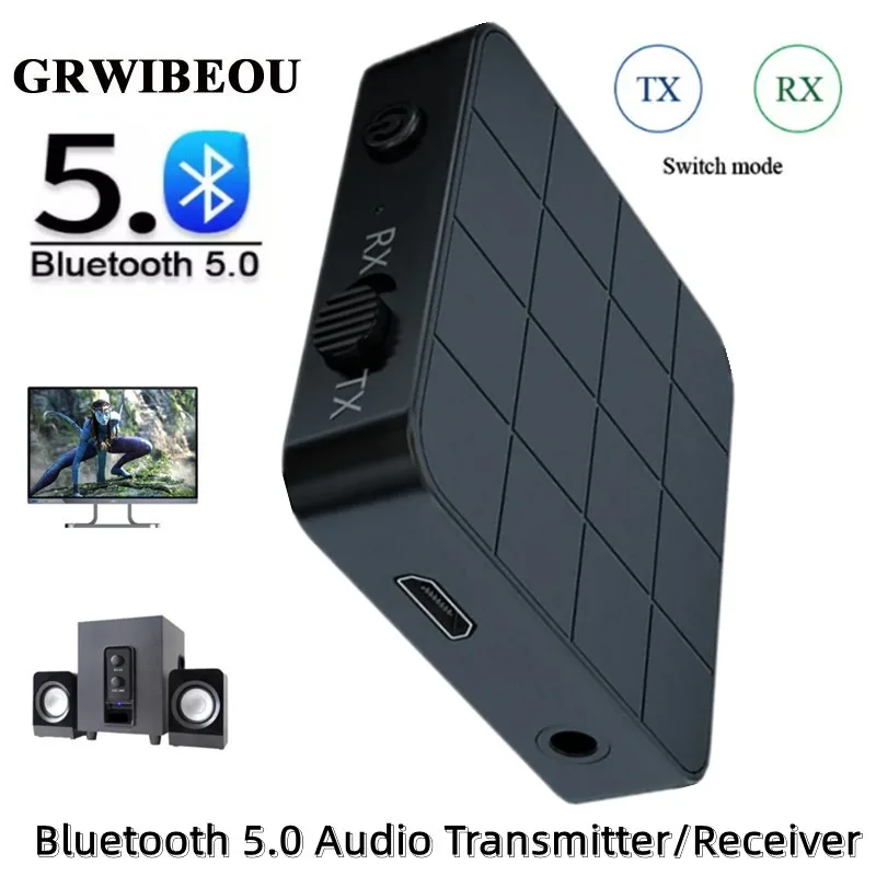 

For Car TV Speaker Headphone PC KN321 Bluetooth 5.0 2-in-1 Transmitter Receiver with RCA AUX 3.5mm Adapter Low Latency Adapter