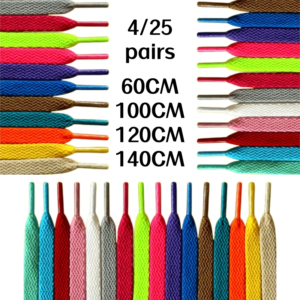 4/25 pairs 8mm Flat Thicken AF1  Kid  Shoelaces  Basketball Sneakers Sail  Shoe Laces  Shoe Accessories 60/100/120/140 24 Colors