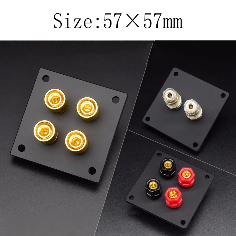 Square Speaker Terminal Binding Post Block Black Acrylic Junction Plate For Hifi DIY Home Sound Audio System 2 Position 57×57mm