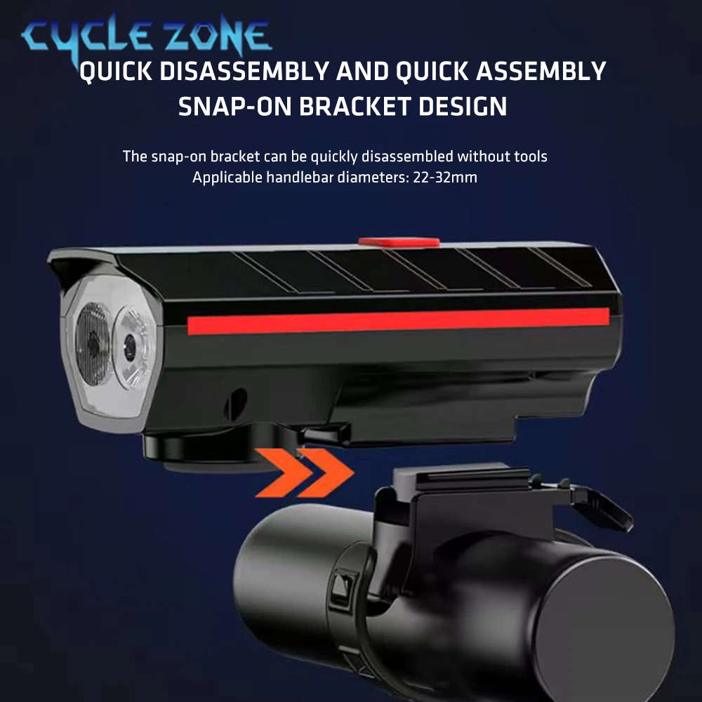 Велосипедный фонарь с звуковым сигналом Type-C, перезаряжаемый передний фонарь для горного велосипеда, велосипедный звонок, 4 режима, велосипедная фара, фонарик для ночной езды