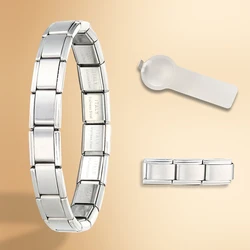 Braccialetto italiano Charms bracciale a maglie elastiche in acciaio inossidabile dorato 9mm larghezza catena a mano braccialetti modulo fai da te che fanno regali di gioielli