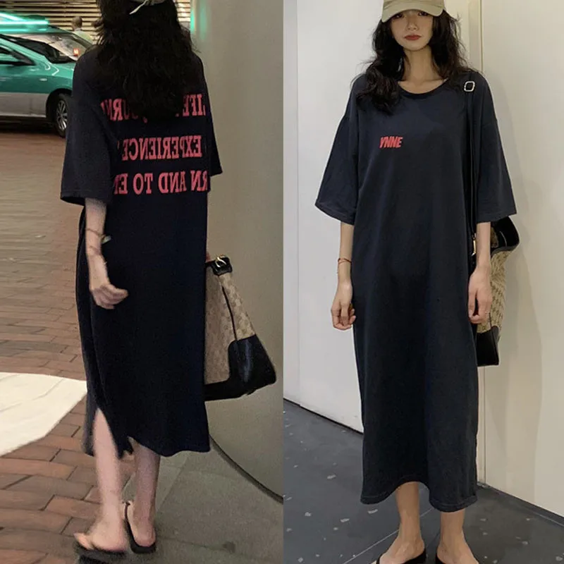 

Новая летняя длинная женская одежда до колена Sp Dr, свободная домашняя одежда больших размеров с надписью, модная персонализированная одежда