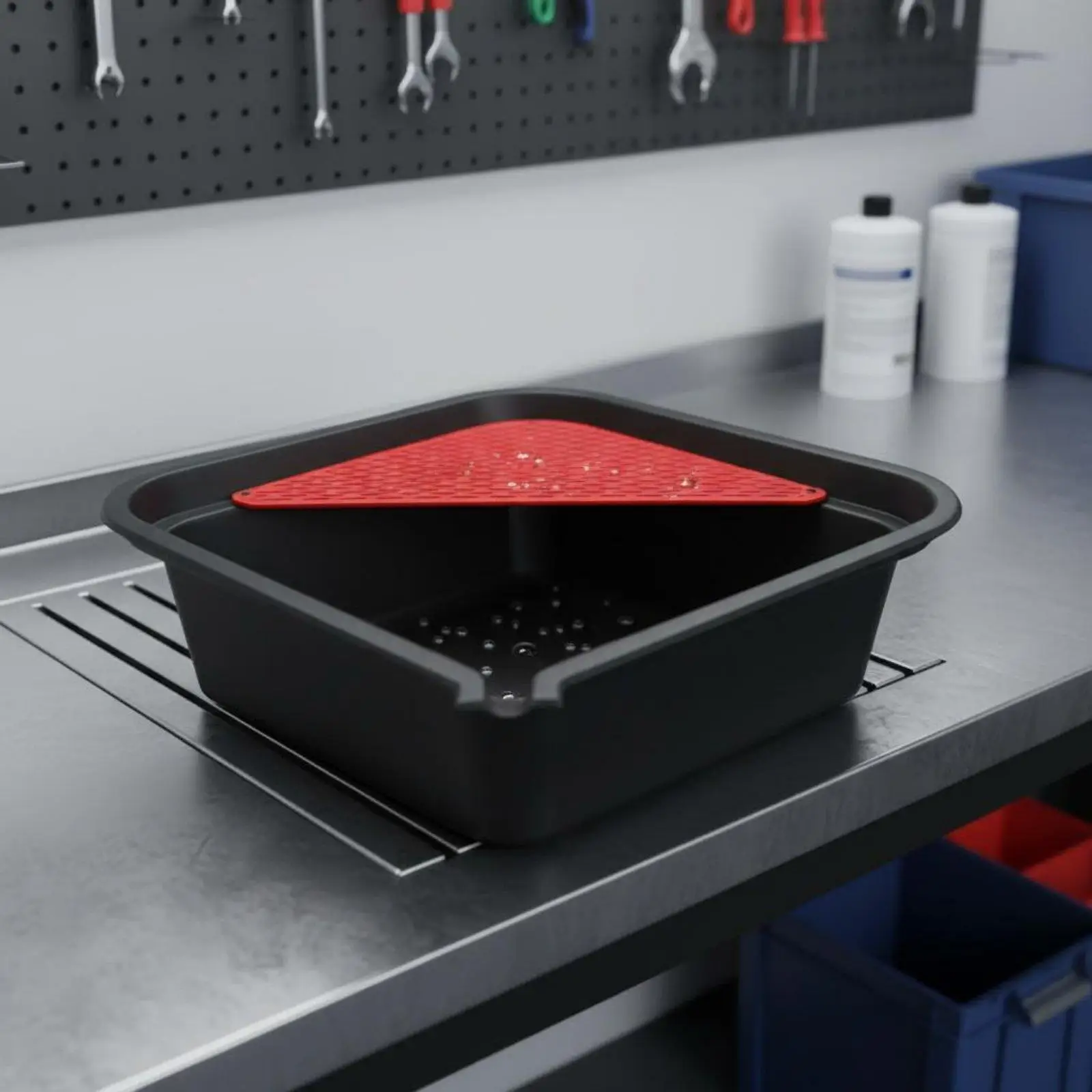 Oil Catch Basin Thickened Plastic Oil Change Tray with Debris Filter for Auto Parts Cleaning and Draining - view 2