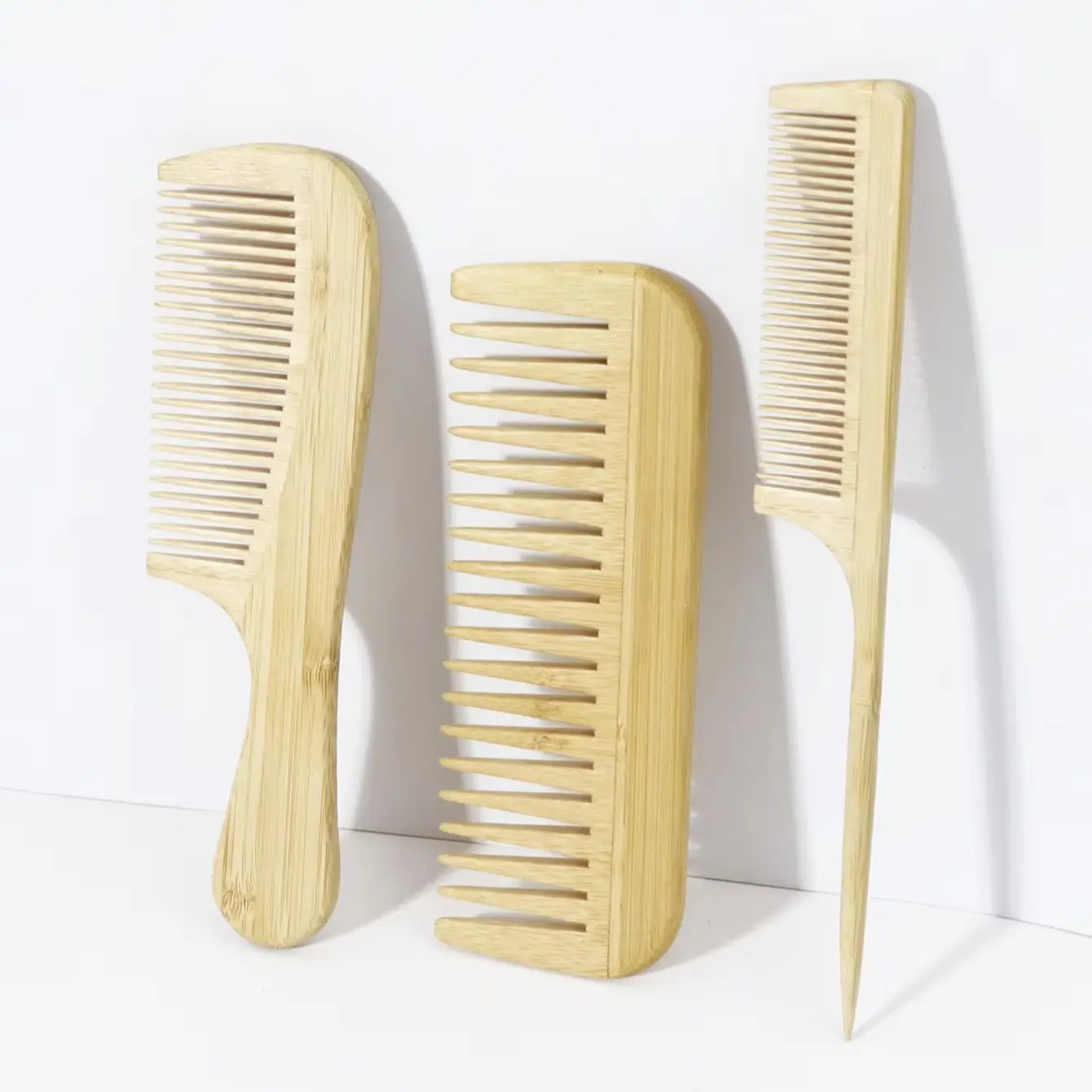 

Hairdressing wooden comb set - wide toothed comb with pointed tail, anti-static wooden handle comb, special for real hair wigs