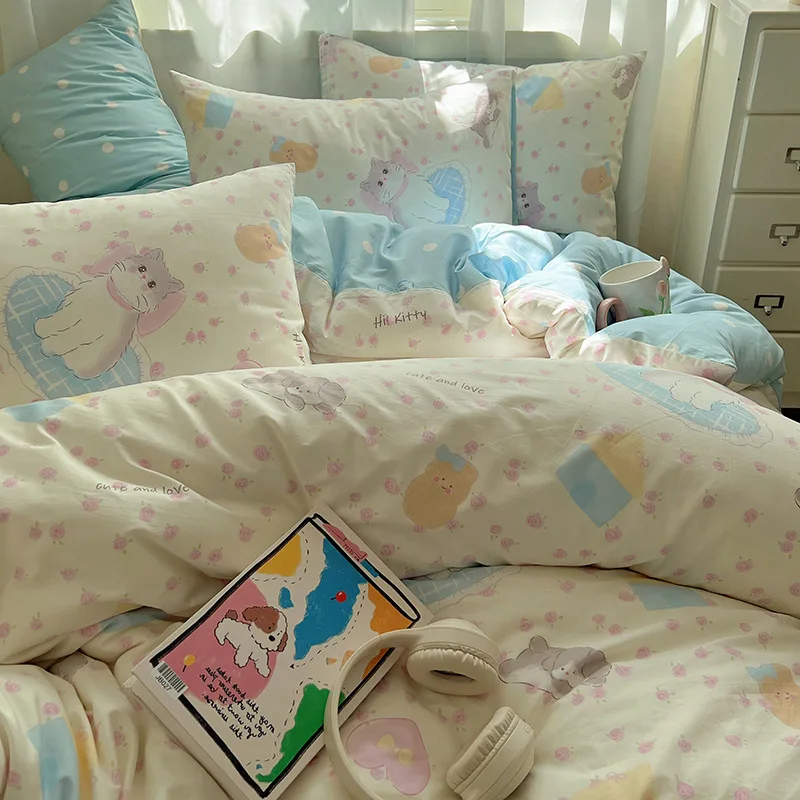 

Customizable cartoon pure cotton four-piece ins wind