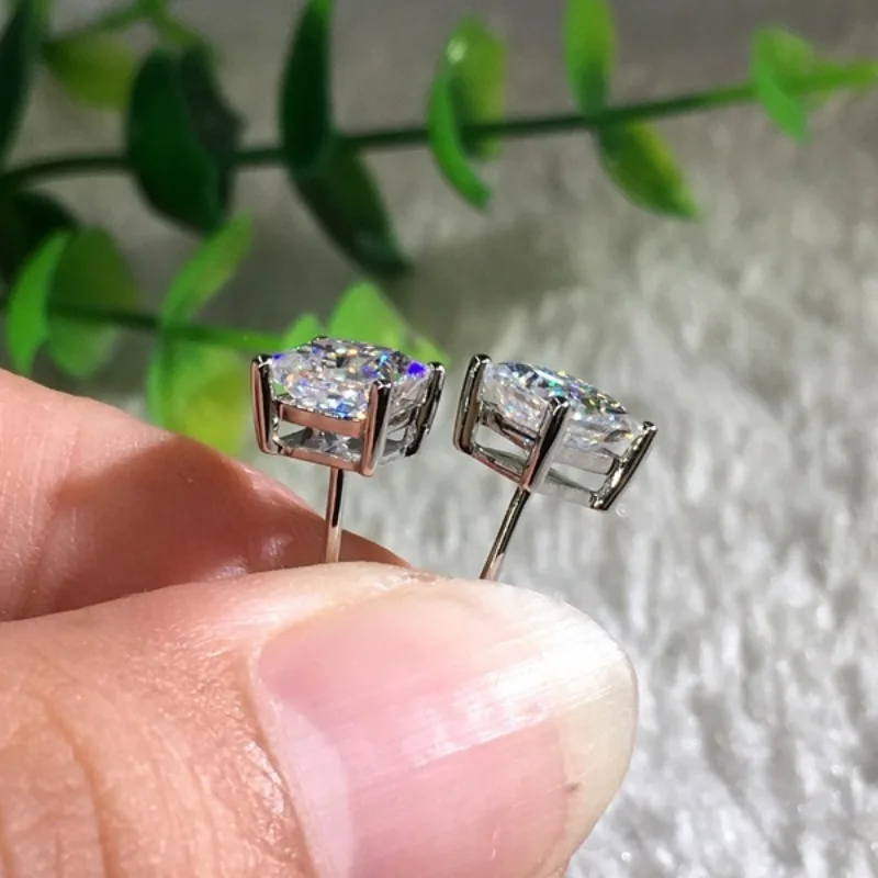 Minimalism 5/6/8MM Rainbow CZ Stone Sqaure Stud Earrings for Women Dainty Silver Color Stackable Ear Bone Studs Girls Jewelry