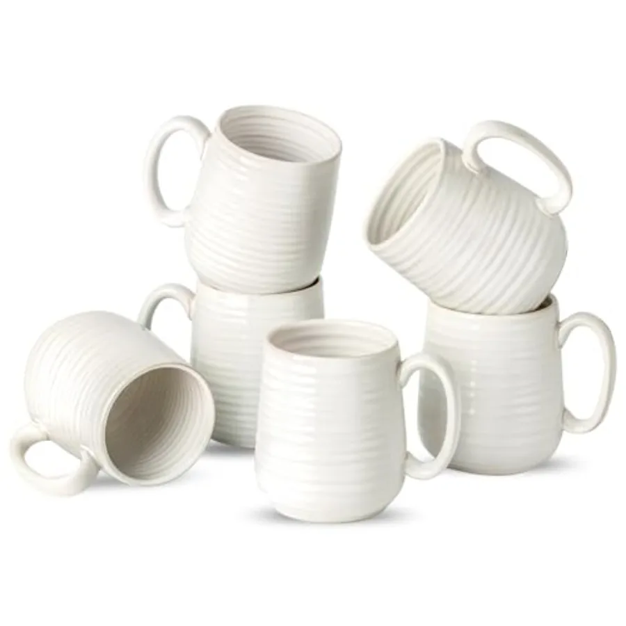 

Coffee Mugs, 15 oz Coffee Cups Set of 6, Ceramic Tea Cups for Latte Milk Cappuccino Cocoa Mocha, Mugs with Handle for Mom and D