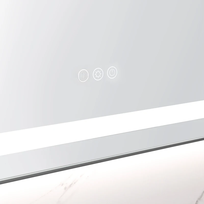 40 x 24 Inch LED Bathroom Mirror with Front and Backlight, Wall Mounted Vanity Mirror with Aluminum Frame, Anti-Fog, Memory, 3 C