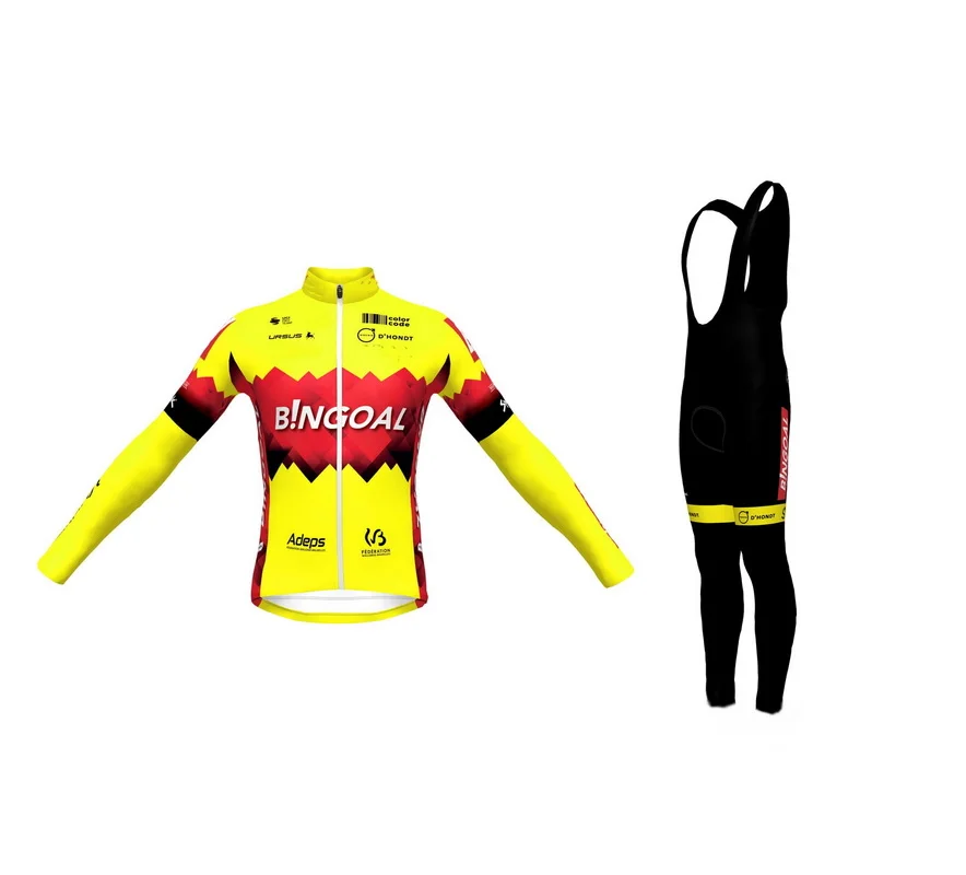 WINTER FLEECE THERMAL 2023 BINGOAL PAUWELS SAUCES WB Cycling Jersey Long Sleeve Bicycle Clothing With Bib PANTS Ropa Ciclismo