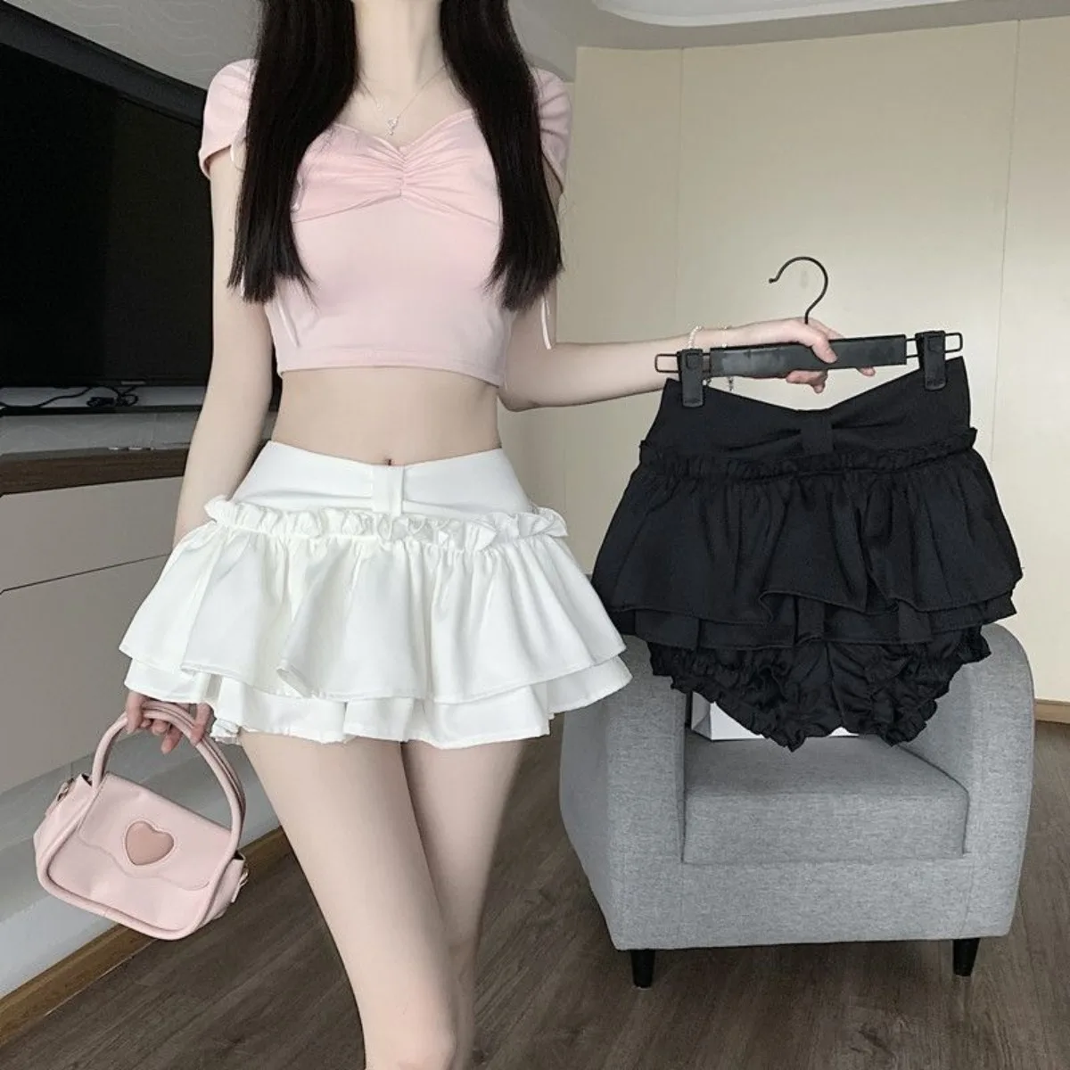 

Юбка в стиле преппи Ballet Cake — летняя пышная мини-юбка трапециевидной формы с высокой талией, милая и сексуальная многоярусная юбка с рюшами, шорты Hot Girl Design Y2k