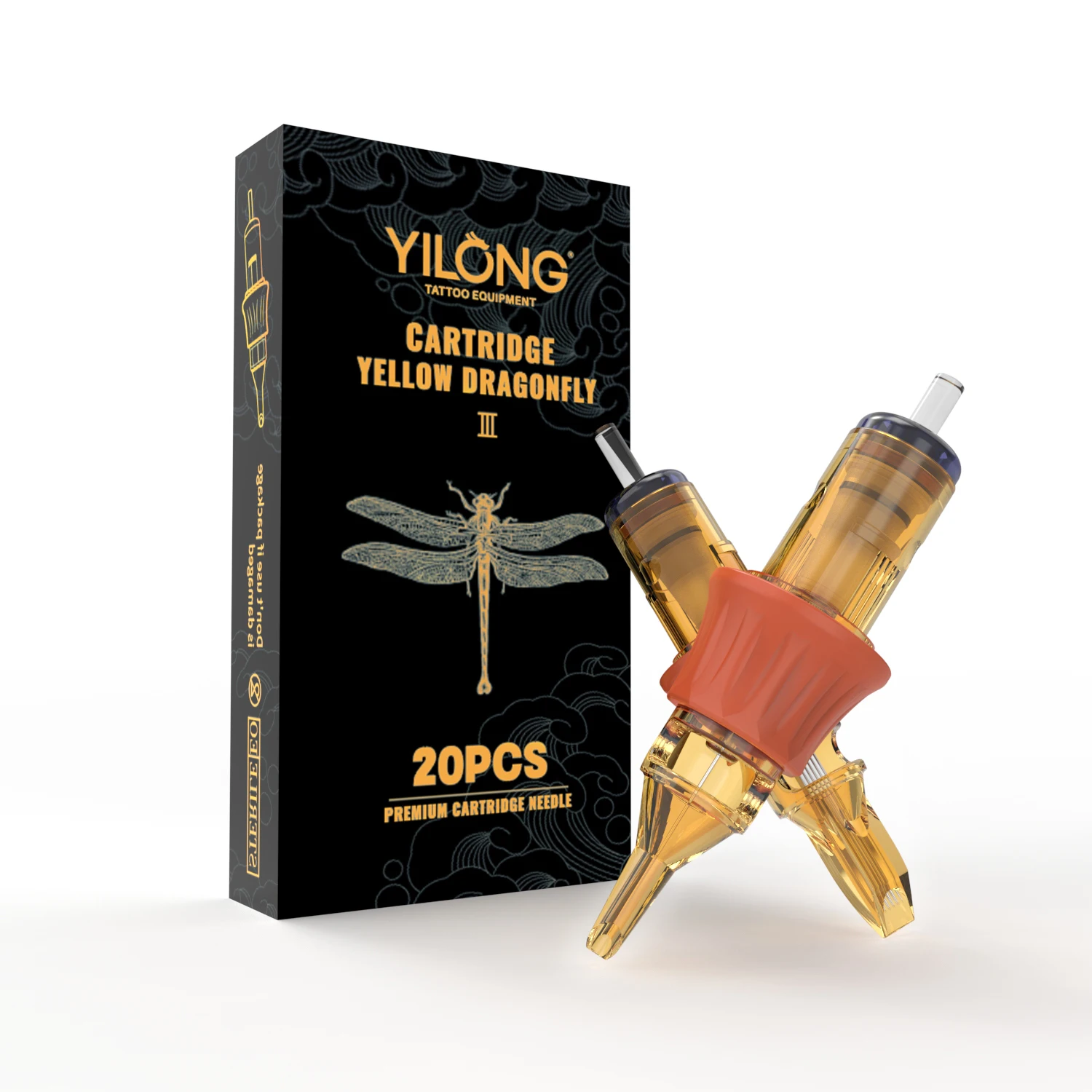 YILONG-cartucho de tatuaje Gragonfly III amarillo, agujas desechables, 20 piezas, empaquetadas individualmente