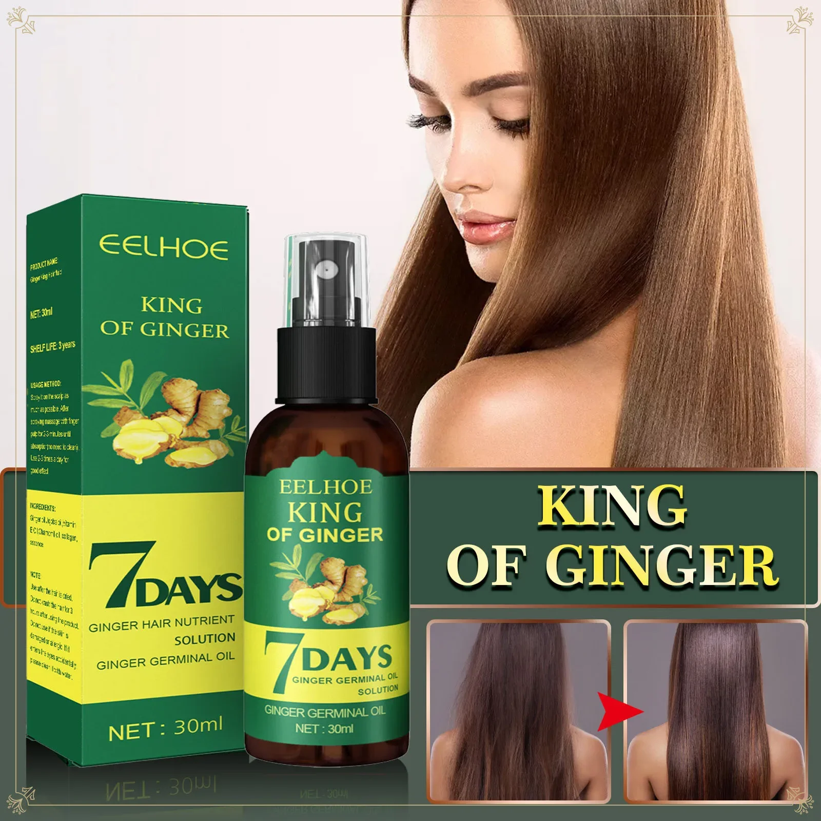 2025 Ginger Hair Growth Serum Sprayer Hair Regrowth Grow Thicker Longer Hair Accelerate Growth For Men And Women