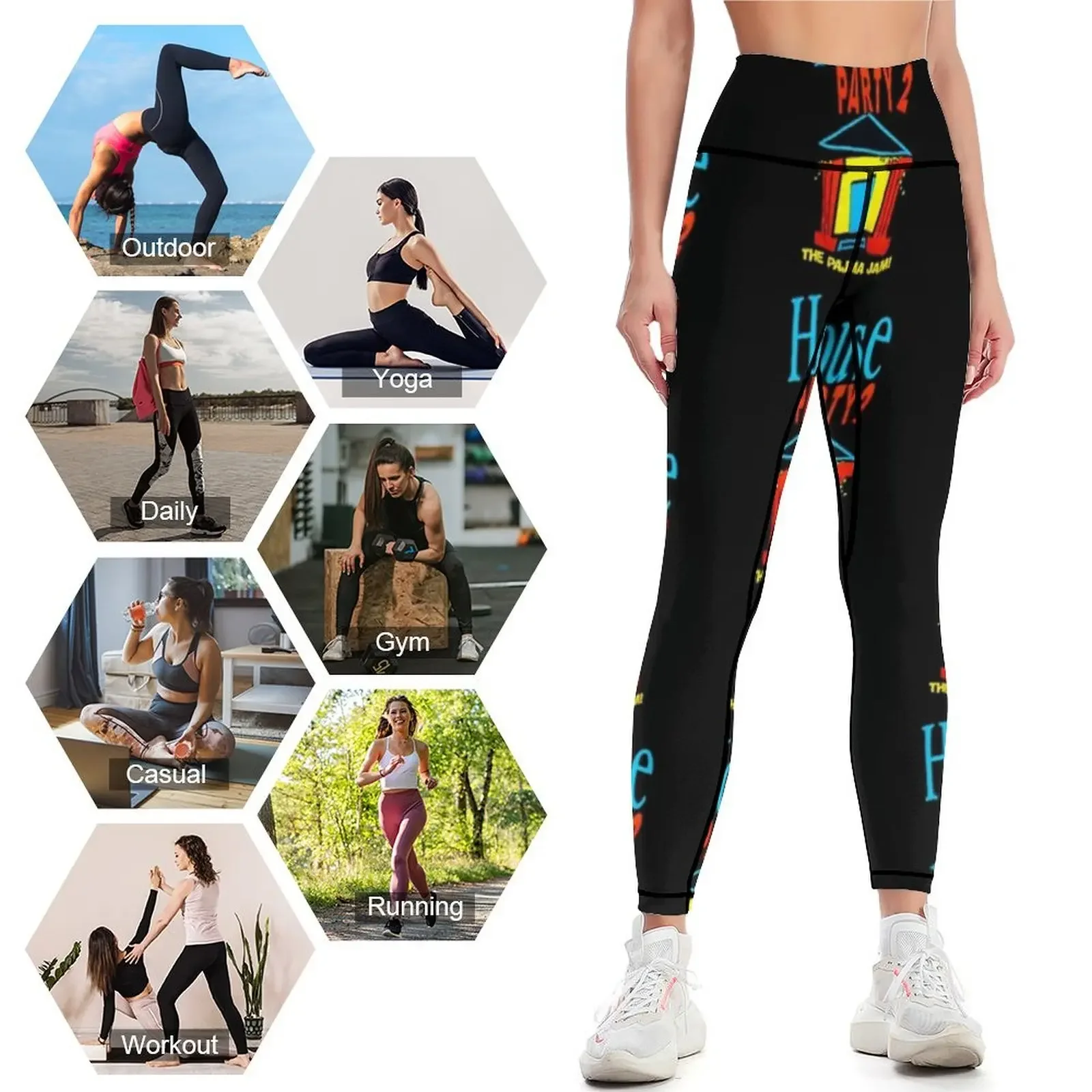 1992 House Party 2 THE PAJAMA JAM Vintage Kid 'n Play Classic 90's Leggings المرأة اللياقة البدنية الركض للنساء طماق
