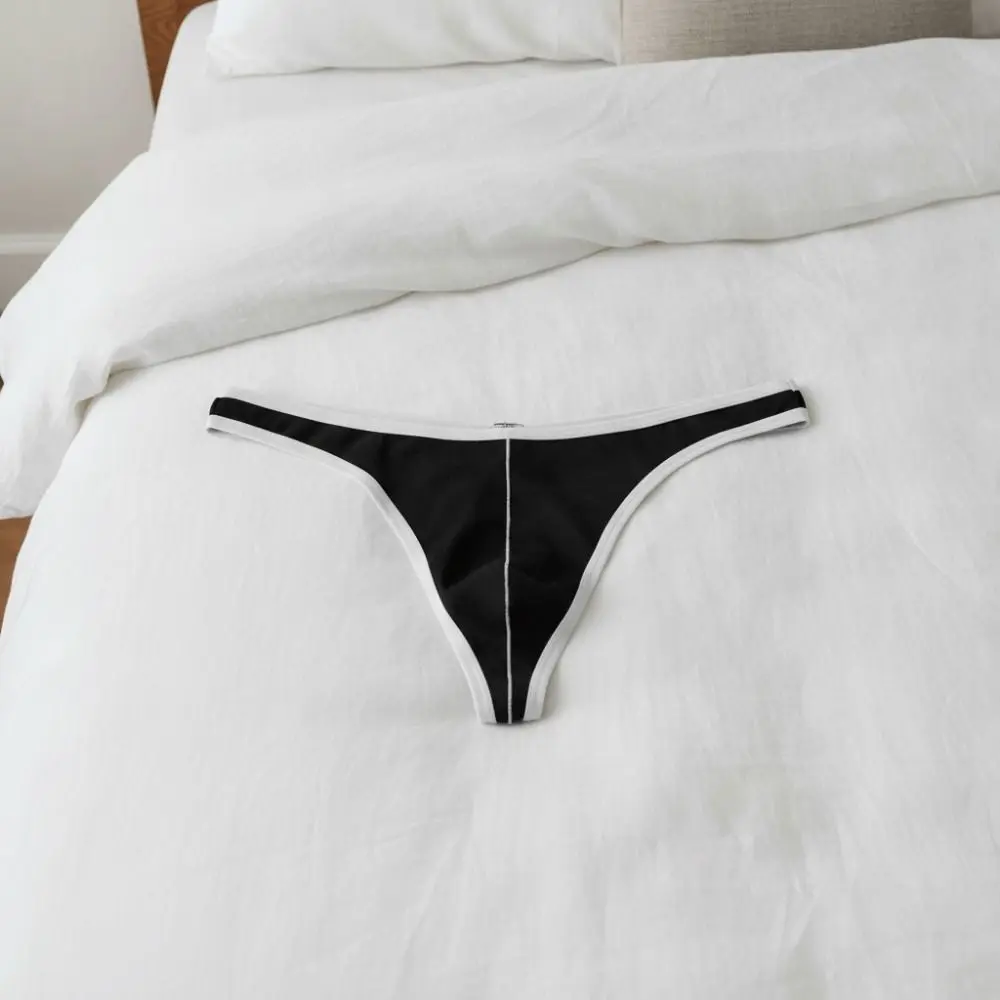 Comfortable Low Waist Men Thin Thongs Color Blocking Edge Design Thin Strap Men's Panties Underpants T-back Male Briefs Summer