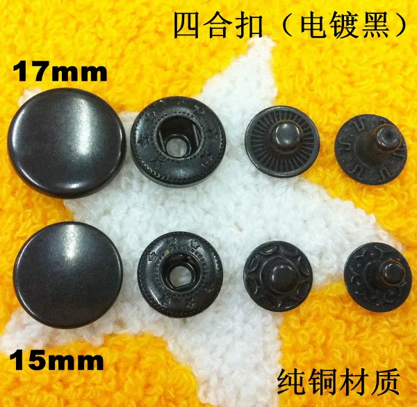 30 set/pacco Bottone a pressione rotondo in metallo placcato nero senza bottoni automatici per cucire Elementi di fissaggio Borse per vestiti artigianali in pelle Scarpe