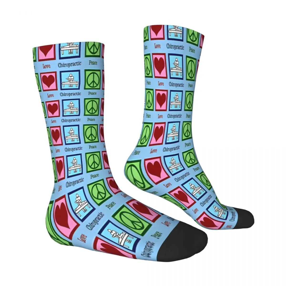 Peace Love Chiropractic Socks Male Mens Women Winter Stockings Hip Hop