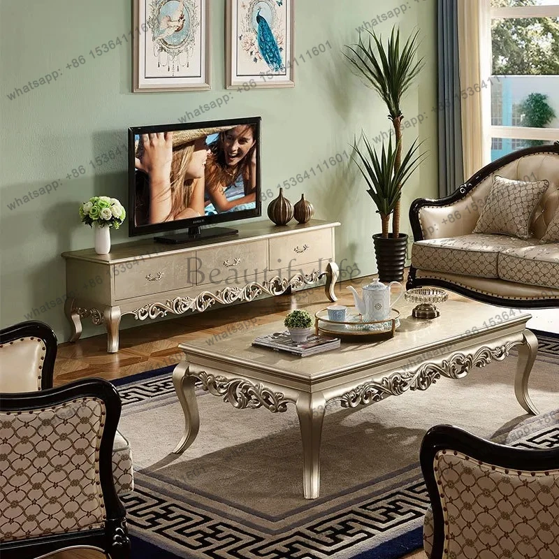 

European neoclassical postmodern coffee table TV cabinet square few combination living room TV floor cabinet furniture