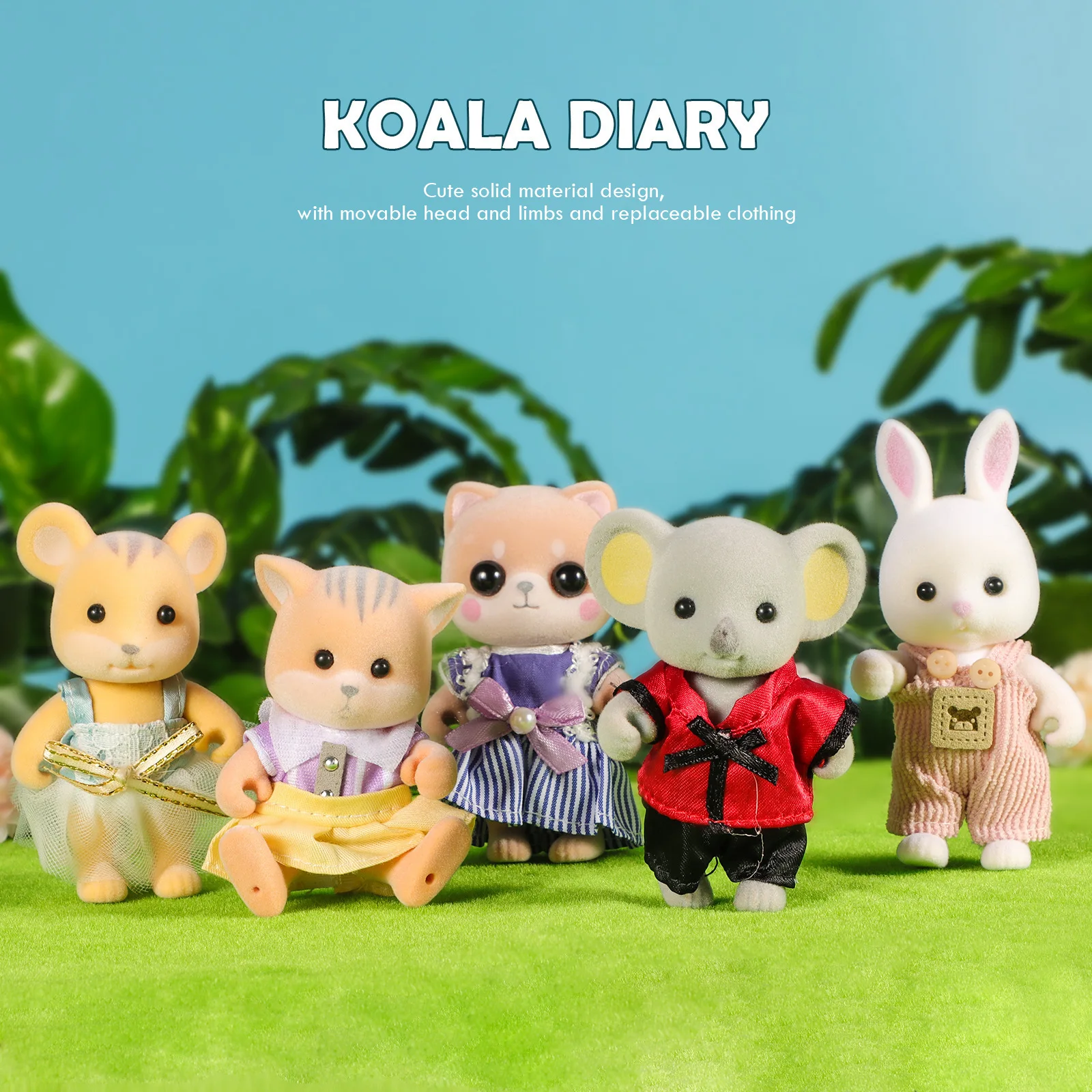 8PCS Koala Diary Original Doll Simulation Small Animal Model Miniature Scene Decoration Children\'s Play Home Doll Birthday Gift