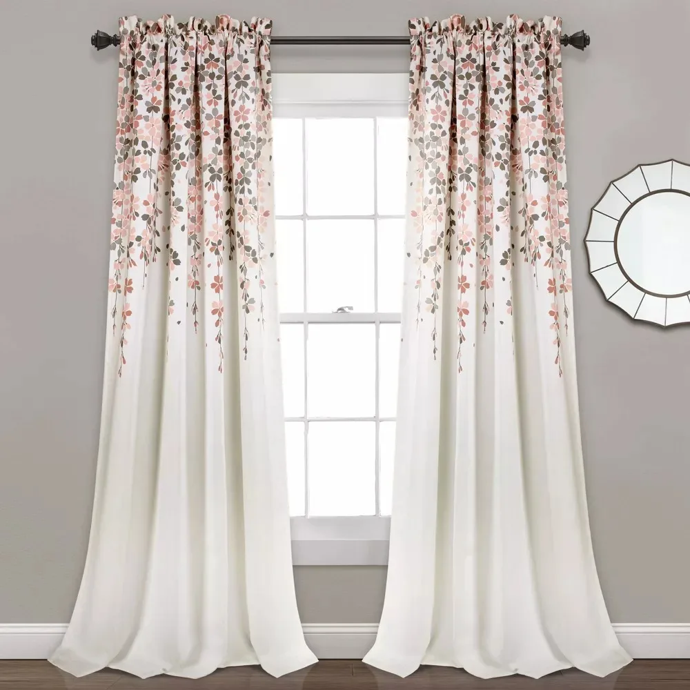 

Window Curtains,2pk 52"x95" Light Filtering Weeping Flower Curtain Panels Blush,Window Curtains,