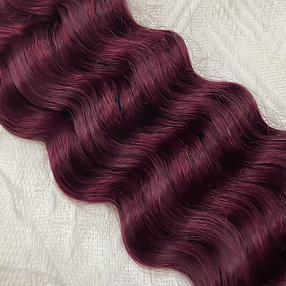 ขายส่ง 100% Human Hair สําหรับ Boho Braids ไม่มี Weft 99j Burgundy Deep Wave Hair Extensions สําหรับ Braiding บราซิล Remy ผม