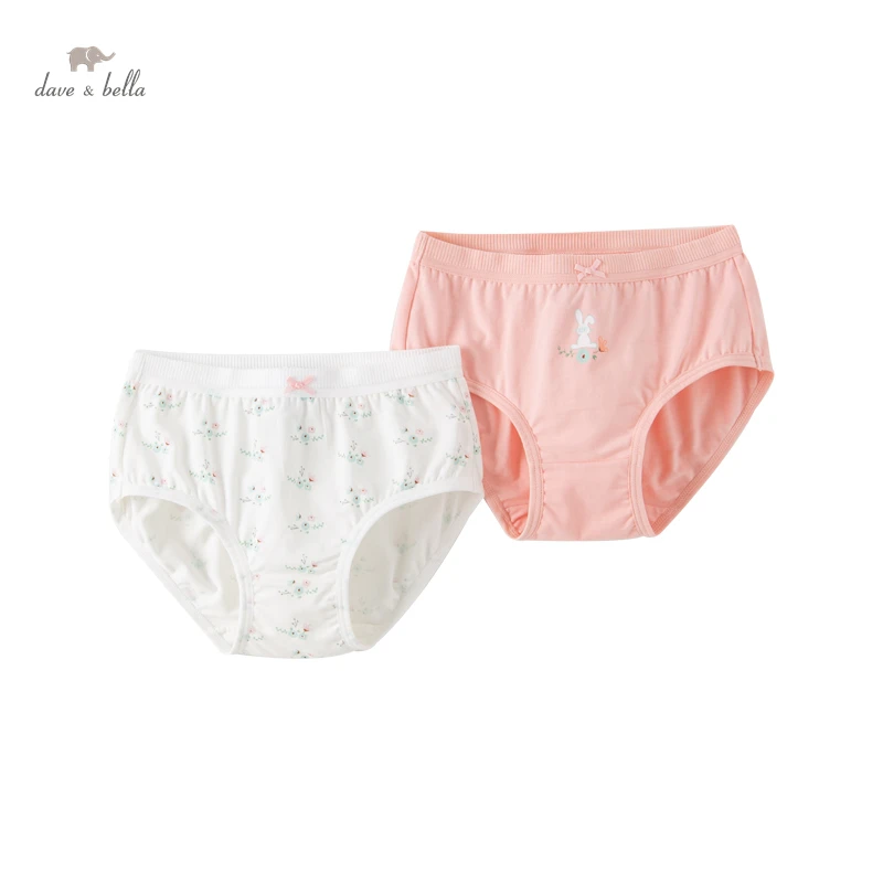 DK2235355 Dave Bella Kids  24M-13Y Baby Girls Fashion 2 Pieces One Set Cotton Casual Cartoon Letter Print Girl Panties