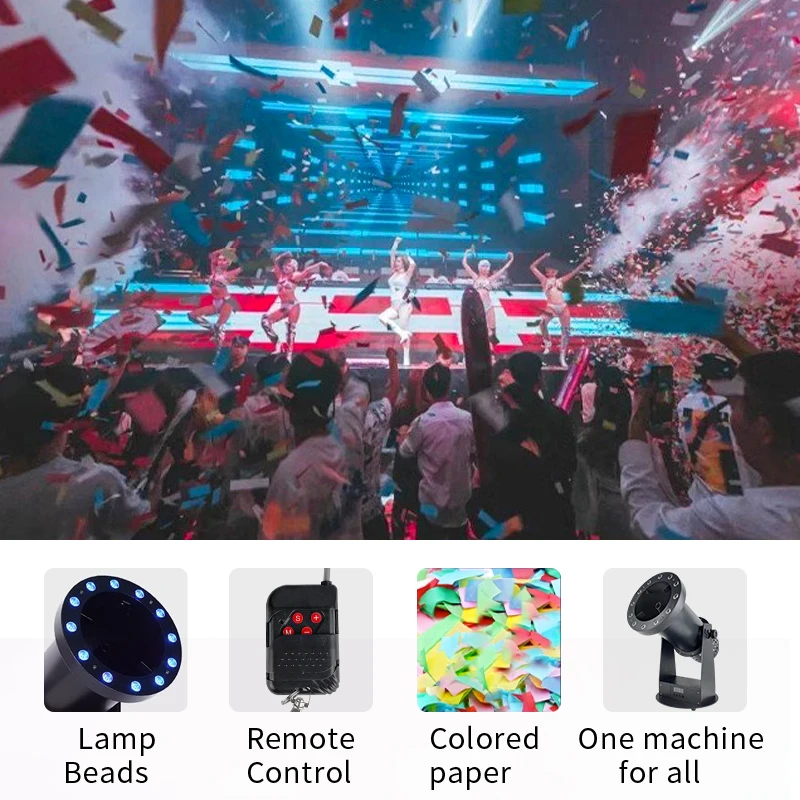 Electric Color Paper Machine LED Stage Colorful Lighting Rainbow Effect Paper Spray Machine for DJ Disco Wedding Club Party