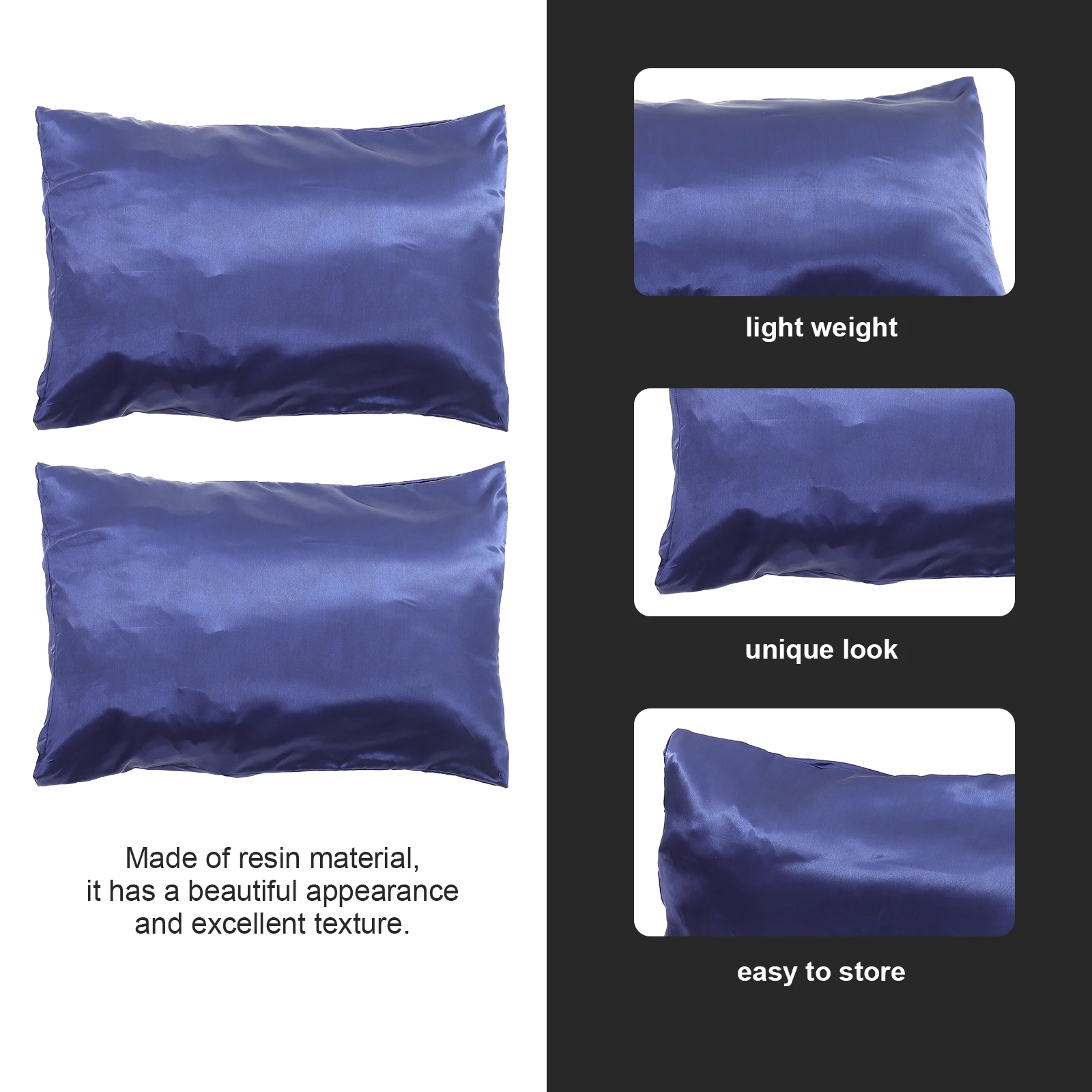 

2Pcs Polyester Pillowcase Simulated Silk Smooth Solid Color Pillow Covers for Bedroom Decor Simulation Silk Pillowcase