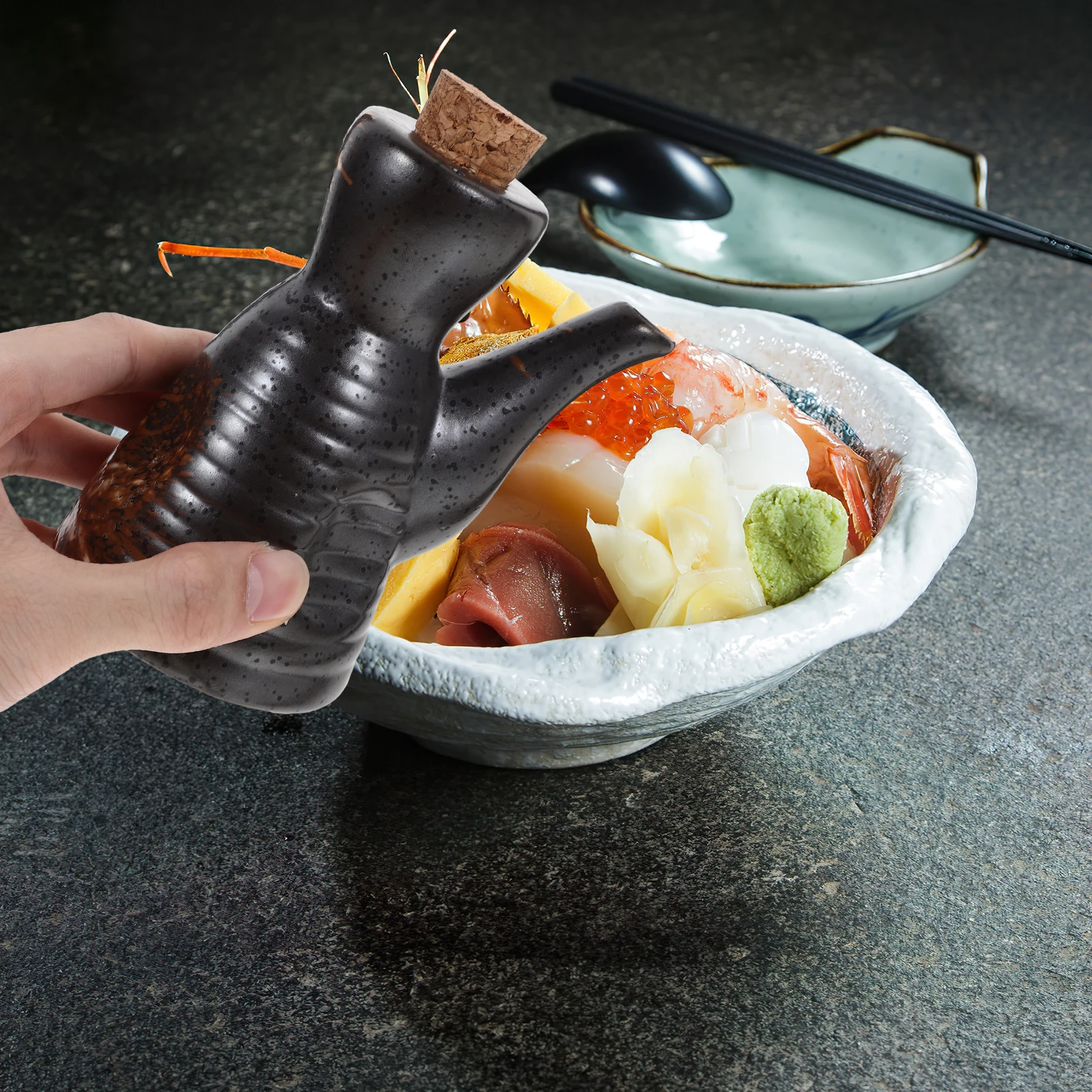 

Ceramic Seasoning Bottle Japanese Soy Sauce Dispenser Leakproof Vinegar Container Oil Pot Household Kitchen Supplies Gift Home