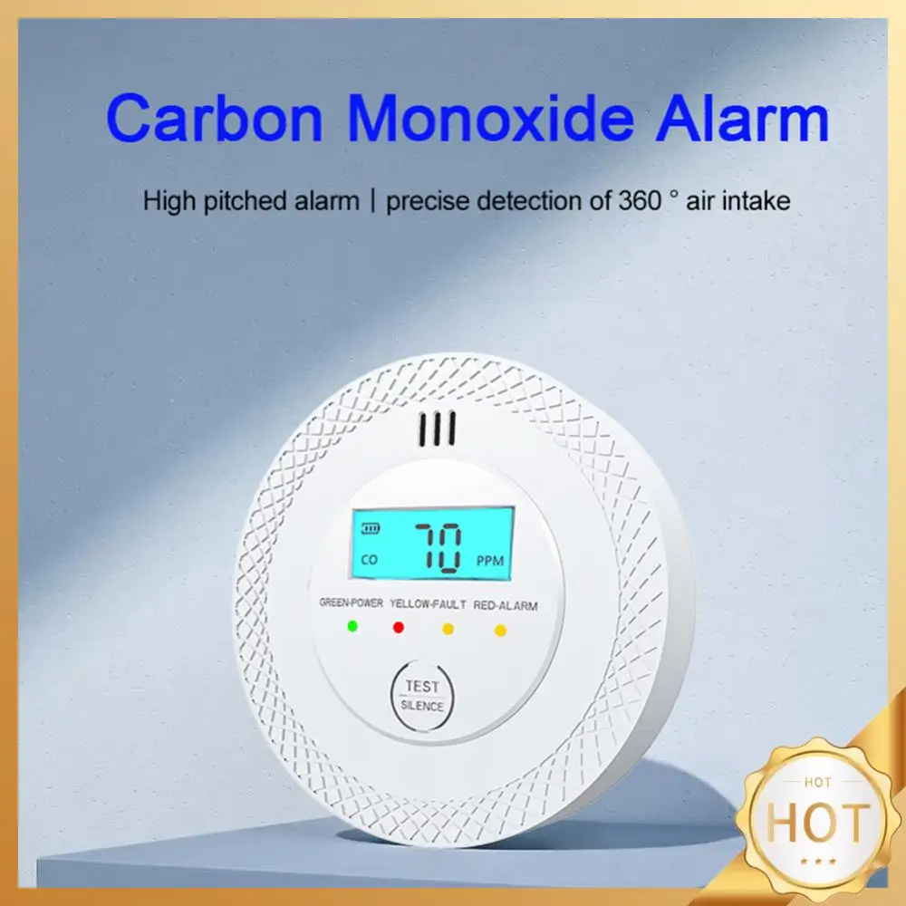 كاشف إنذار أول أكسيد الكربون ، دخان تحذير عالي الحساسية ، شاشة LCD للمنزل والفندق ، 85dB