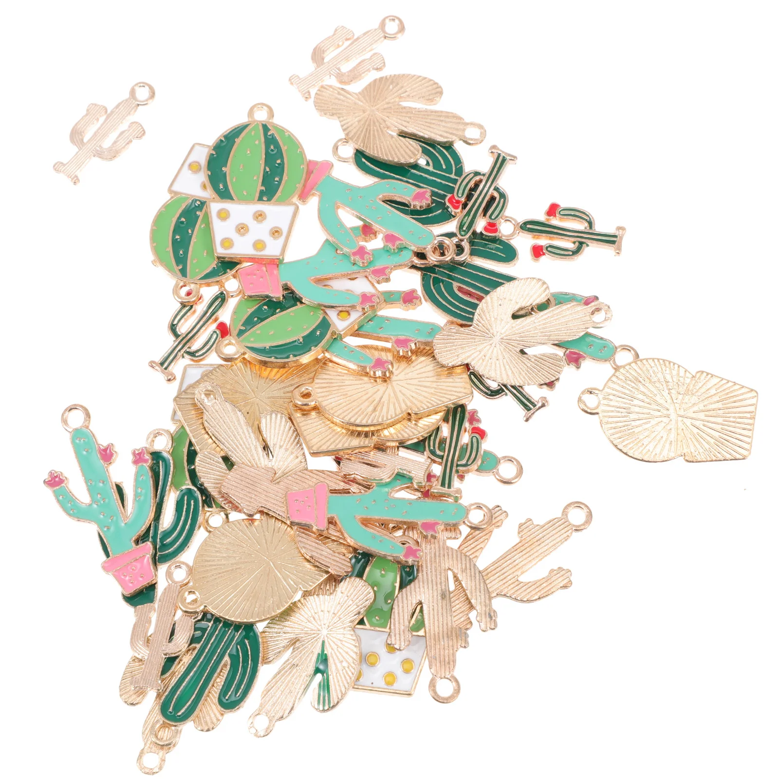 

40 PCS Earrings Cactus Pendant Plant Accessories Jewelry Alloy DIY Pendants Cute Charm