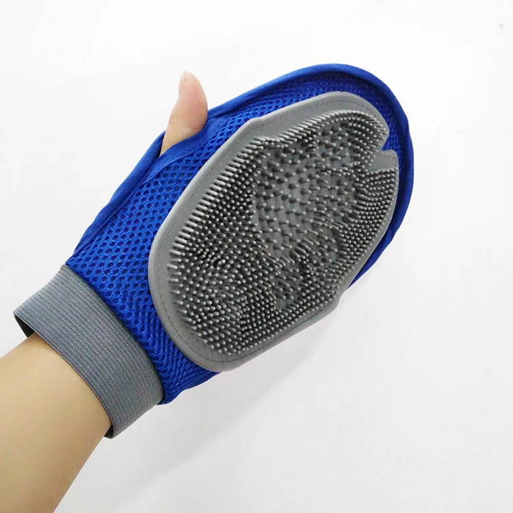 Wholesale Pet Grooming Gloves Short Hair Cat and Dog Bath Brush with Fiber Material Stocked Feature for Massaging and Bathing