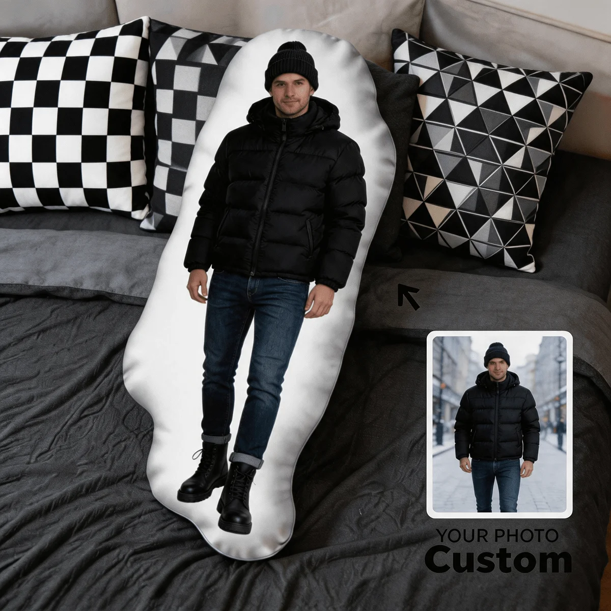 Personalized Photo Cushion with Your Own Picture/Text - Large 60cm Custom Shaped Pillow Suitable for Sofa & Bed, Accent Pillow f