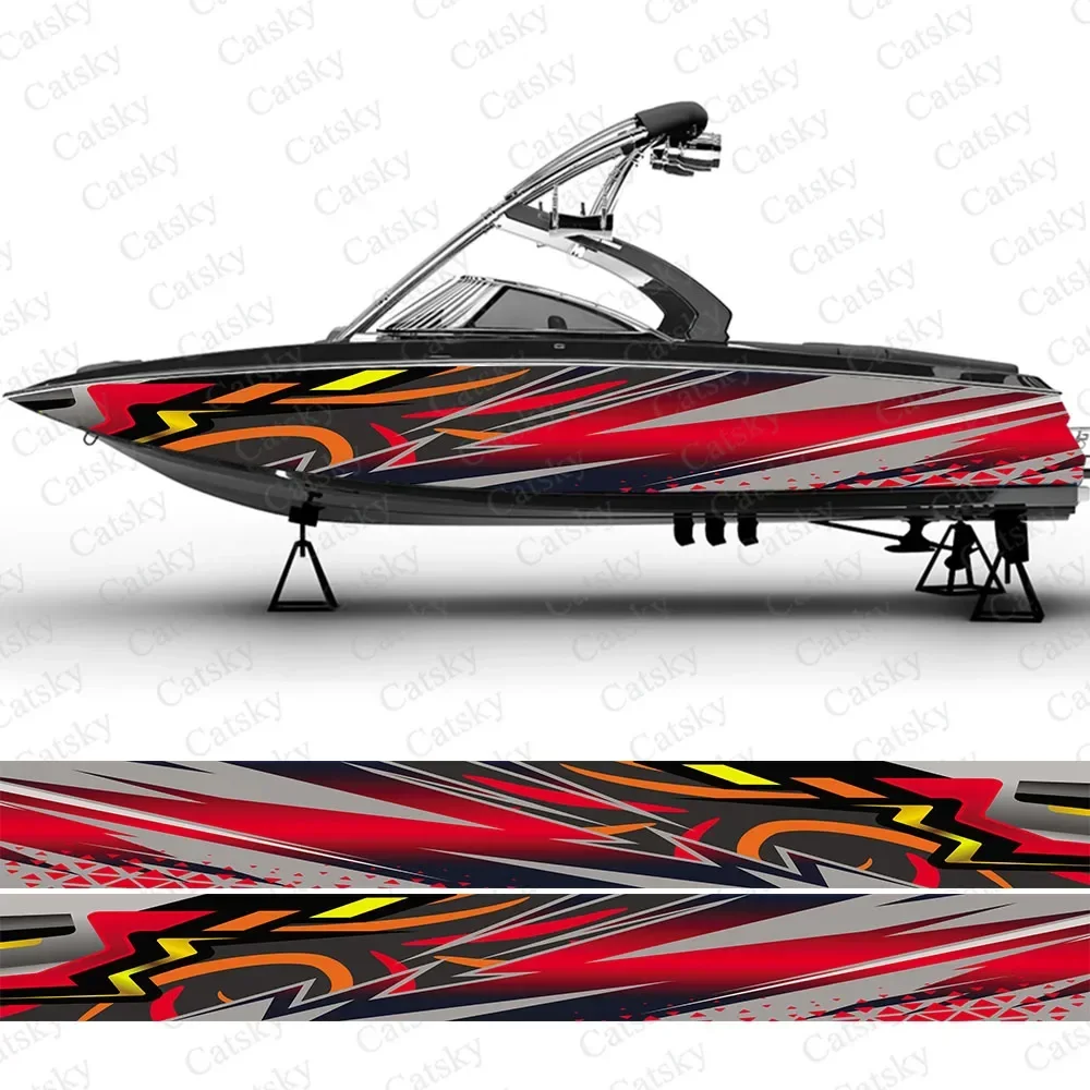 Colorful striped paint splash Boat wrap sticker vinyl pontoon deck boat fishing decal design uniform vector abstract print