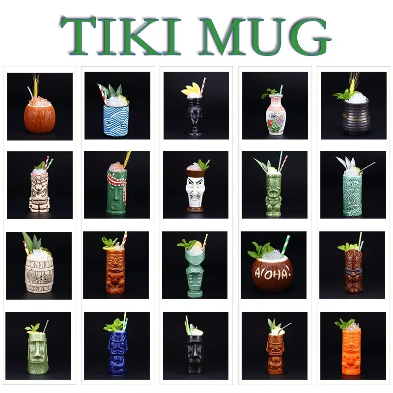 60 Type Hawaiian Tiki Mug Ceramic Cocktail Glasses Bar Wine Glass Decorations Ornaments Glasses for Drinks Personalized Gift