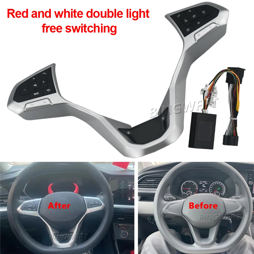 

High Quality Double Backlight Free Switching For VW Jetta Magotan Santana Transporter TACQUA Passat Steering Wheel Switch Button