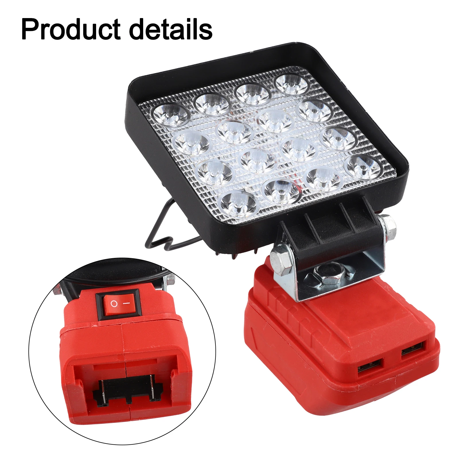 

Portable LED Cordless Work Light USB Rechargeable For 4511396 4511437 18V Battery Outdoor Camping Hook Design