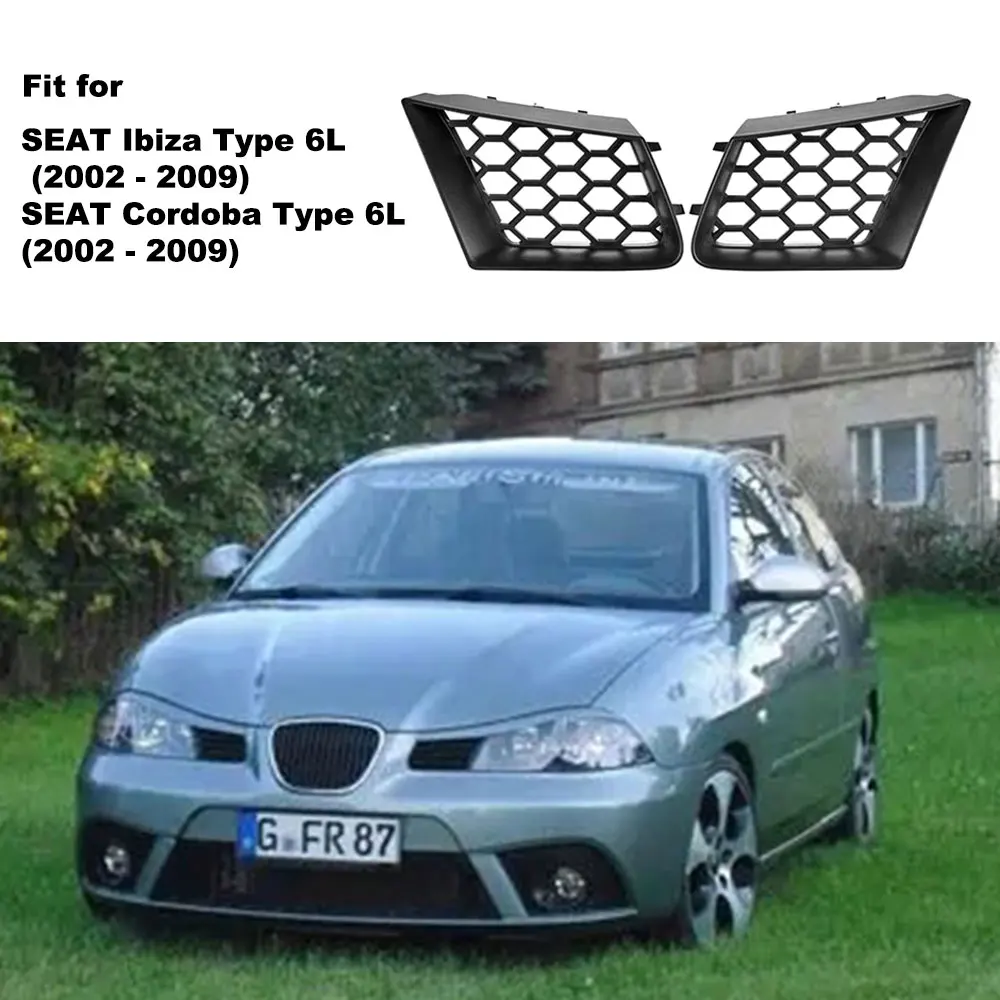 Parrilla superior de parachoques delantero negro mate, 2 uds., para SEAT Ibiza tipo 6L 2002-2009 SEAT Cordoba tipo 6L 2002-2009, accesorios para coche