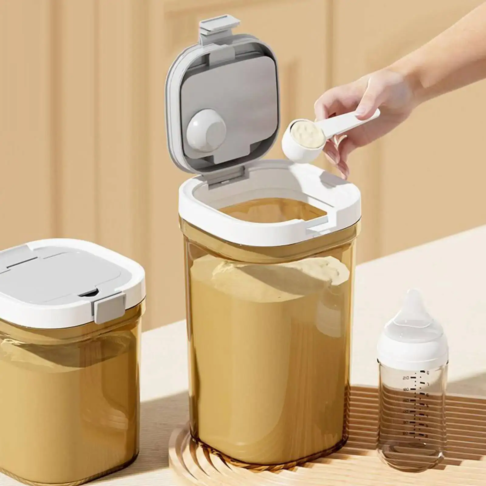 

Kitchen Scraper Spoon Milk Powder Jar Storage Anti UV Reusable Food Sea Box BPA Free Plastic Canisters Stackable