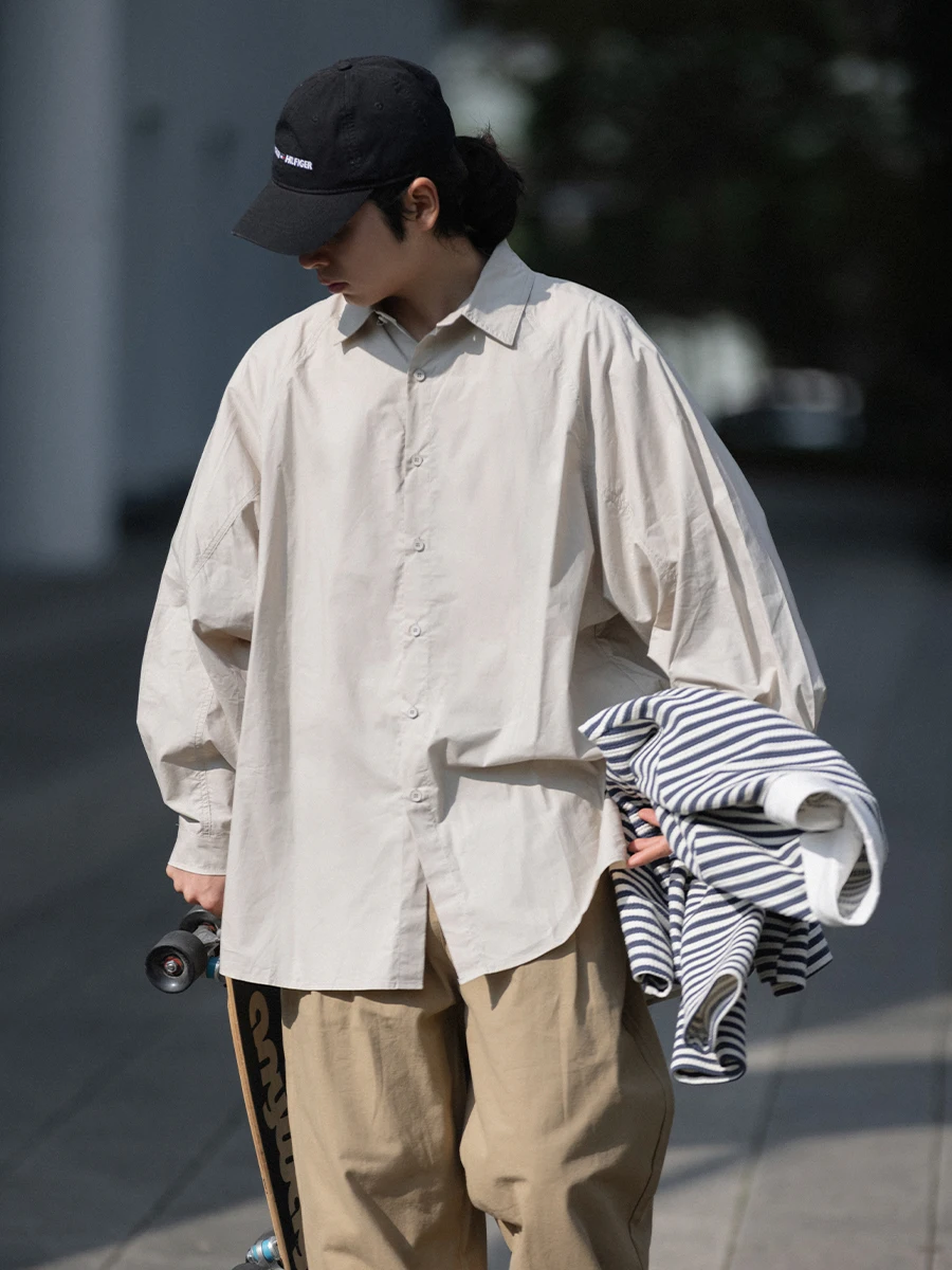 

Мужская хлопковая рубашка свободного кроя с длинным рукавом, цвет абрикосовый, в стиле самурай, тонкая, модная, в стиле ретро, из чистого хлопка.