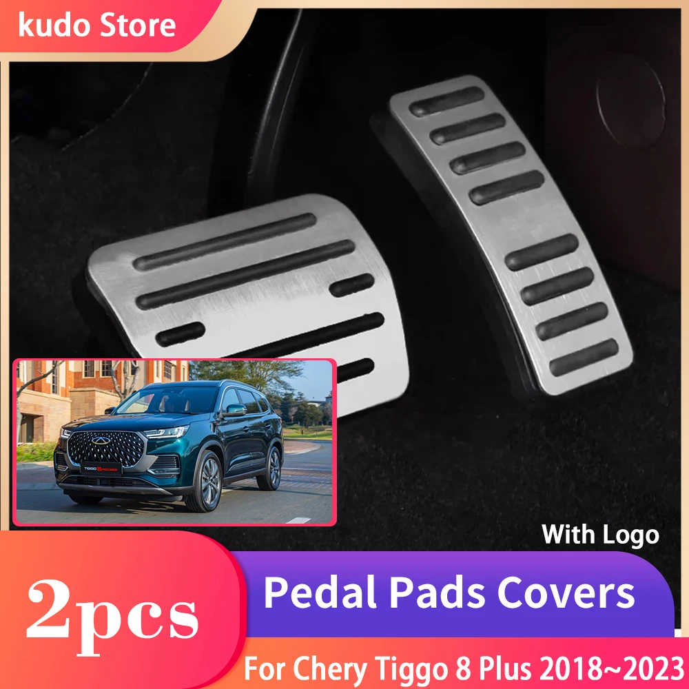 For Chery Tiggo 8 Plus Pro 2018~2023 Car Foot Pedals Brake Rest Accelerator Cover Stainless Steel No Drilling Interior Acessorie