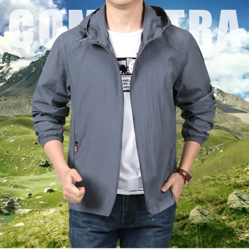 

UPF50+ Fast Ship Summer Jackets Men Hooded Windbreaker Coats Camping Sunscreen Clothing Men Ultrathin Fishing Wearing Sportswear