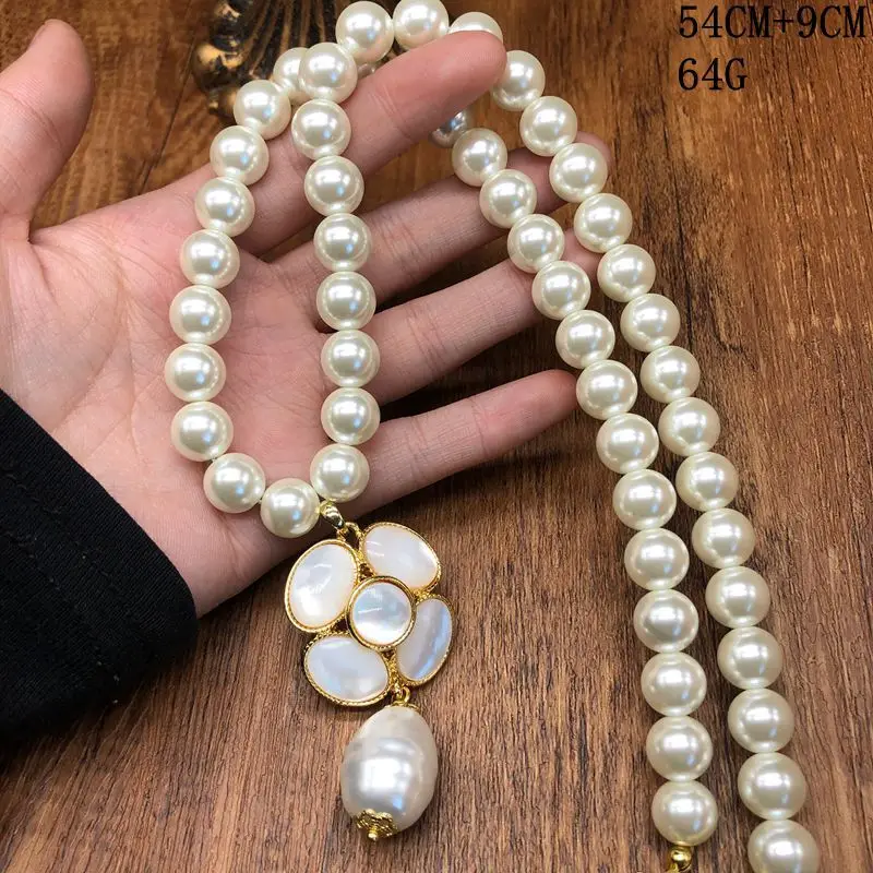 

French style long pearl camellia flower pearl necklace stud earrings ring bracelet