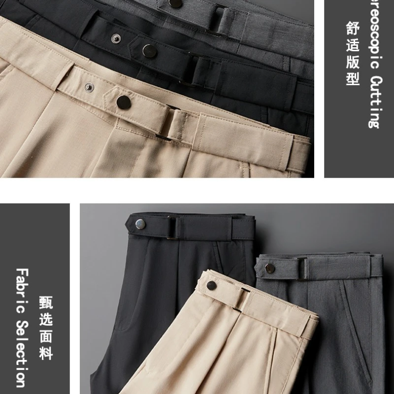 Japanese Style Suit Shorts for Men Casual High End Korean Trousers Spring Summer Trendy Ice Silk 5-Points Pant Youth School Wear