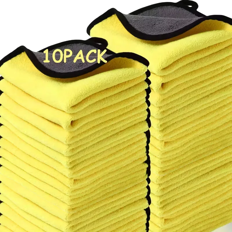 1/10pcs Microfiber Car Cleaning Towels Car Wash Drying Cloth Hemming Microfiber Towel Care Wash Cloth Car Detailing Accessories
