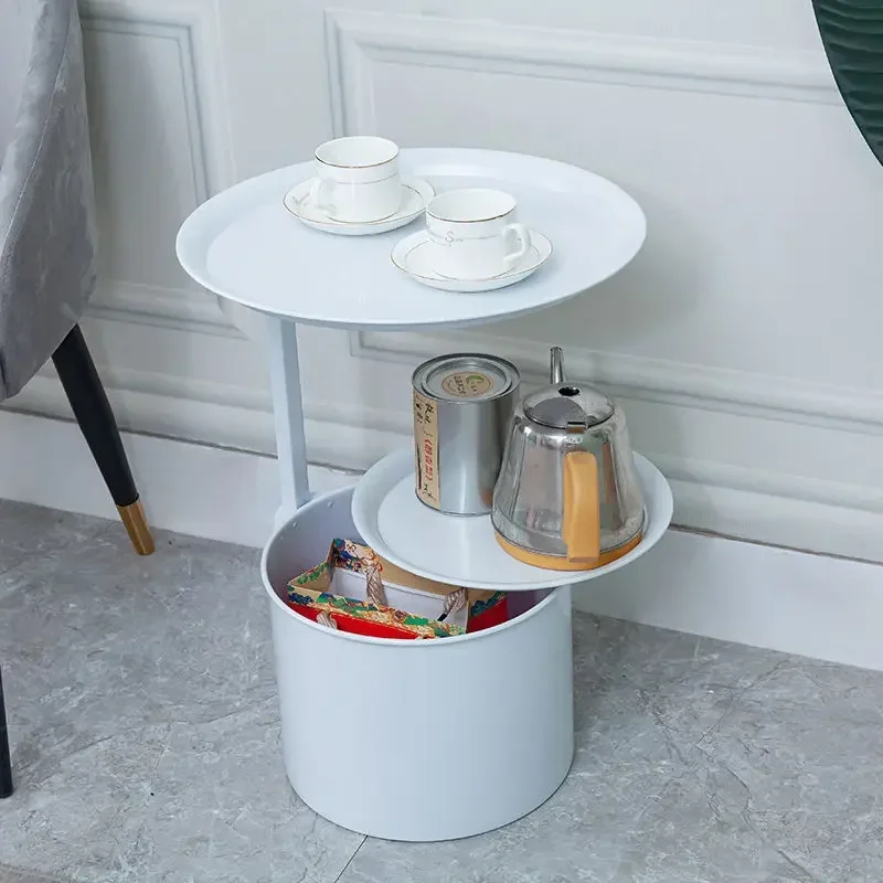 Table d'Angle de Canapé Simple à Double Couche, Moderne, Multifonctionnelle, Table Basse, Lumière, Rangement de Luxe, oral et, Table d'Appoint T1, Nouveau