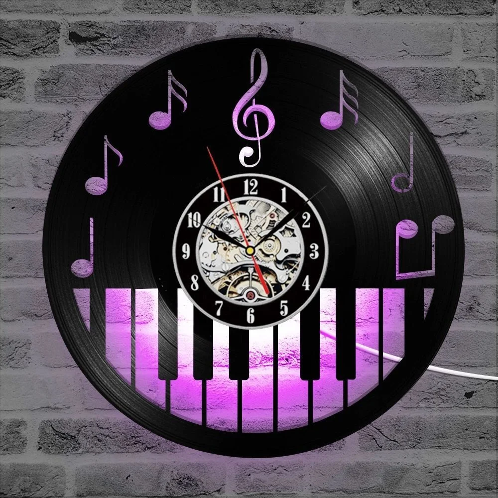 

ZK50 Musical instruments Piano wall clock music notes melody grand piano score music vinyl record wall clock piano musician gift